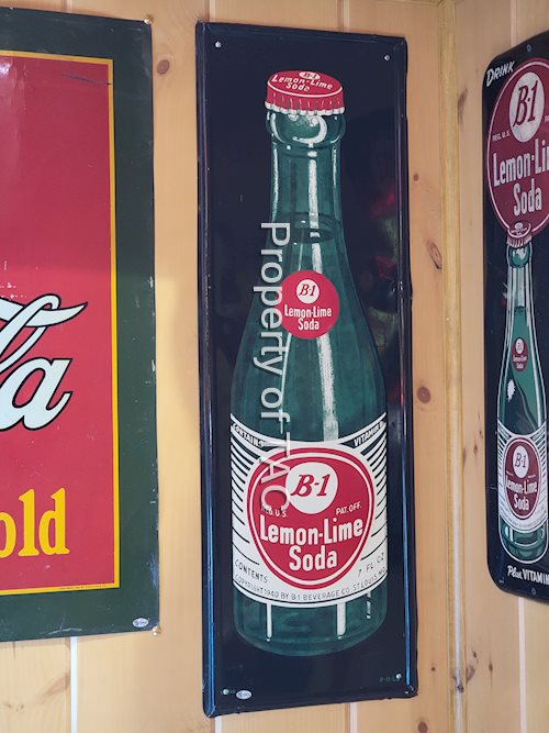 B-1 Lemon-Lime Soda w/Bottle Metal Sign