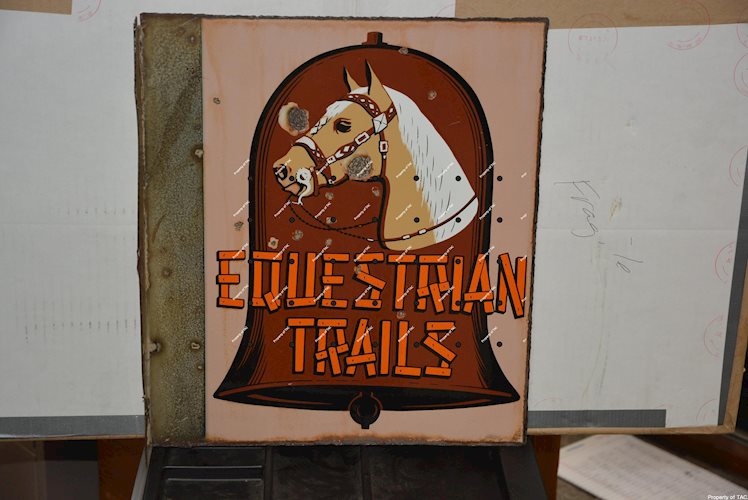 Equestrian Trails w/horse & bell logo porcelain sign