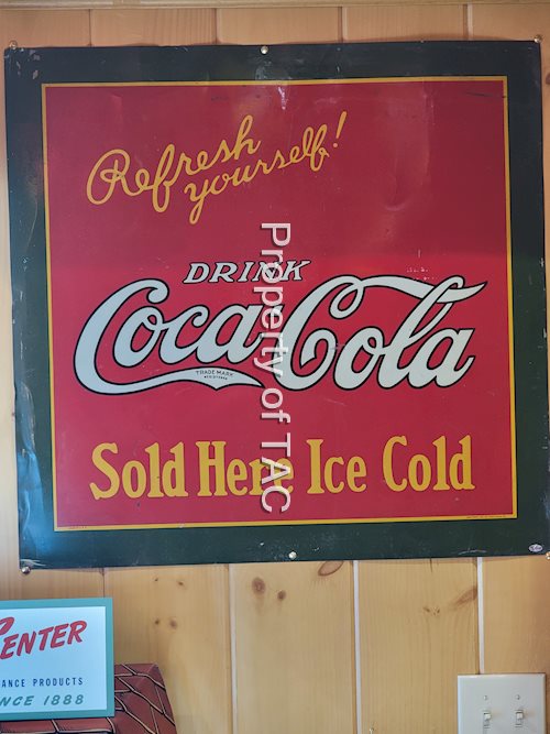 Drink Coca-Cola "Sold Here Ice Cold" Metal Sign
