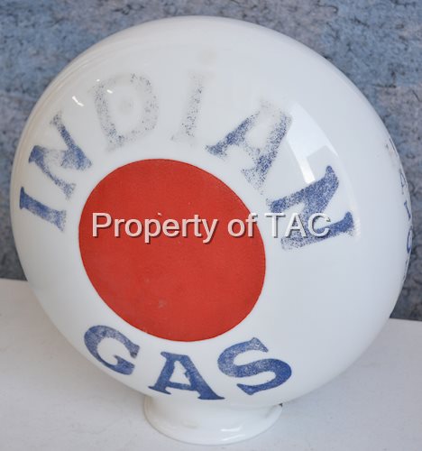 Indian Gas & Havoline w/Red Dot Logo  OPE Milk Glass Globe
