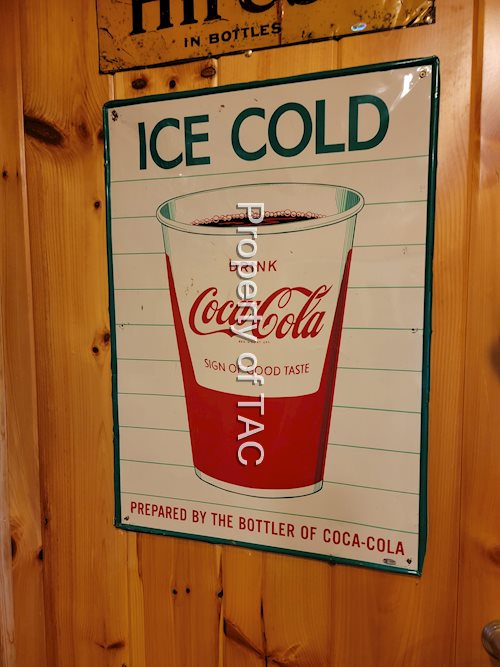 Drink Coca-Cola Ice Cold w/Paper Cup Image Metal Sign