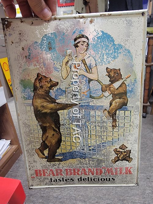 Bear Brand Milk "Tastes delicious" w/nice graphics Metal Sign