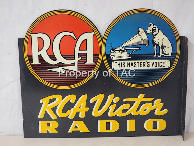 RCA Victor Radio w/RCA & Nipper Logo Metal Flange Sign