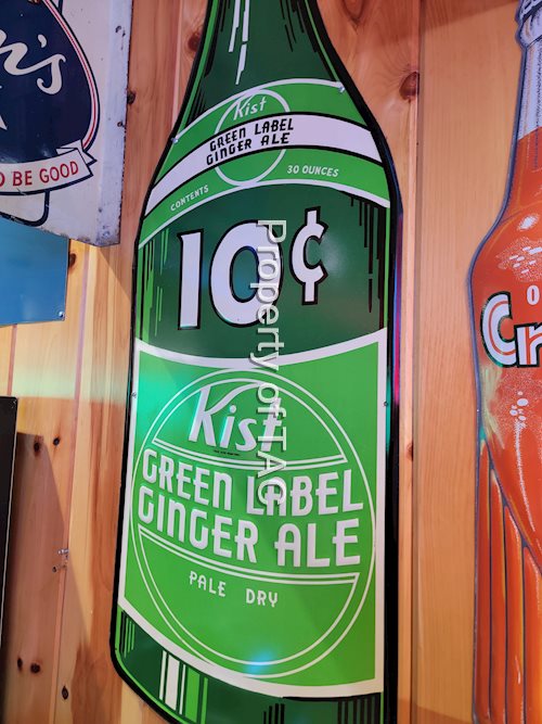 Kist Green Label Ginger Ale Metal Bottle Sign