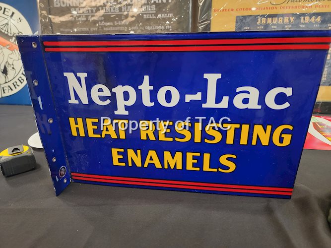 Nepto-Lac Heat Resisting Enamels Porcelain Flange Sign