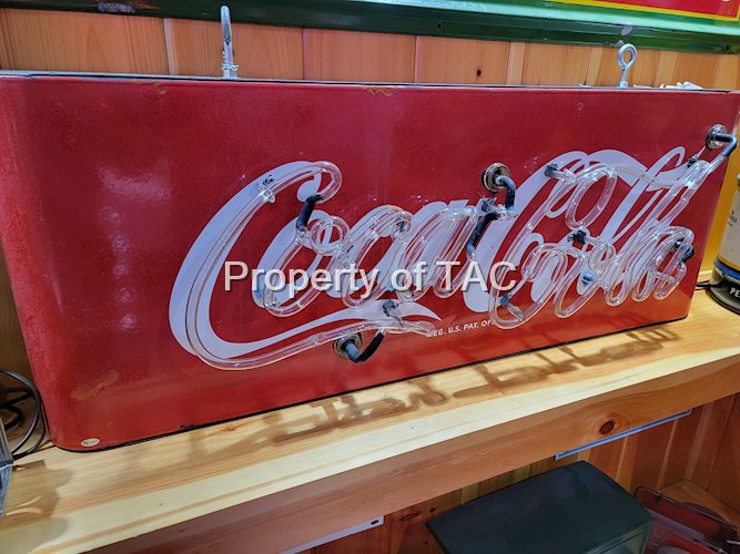 Coca-Cola Porcelain Sleigh Sign w/Neon Added
