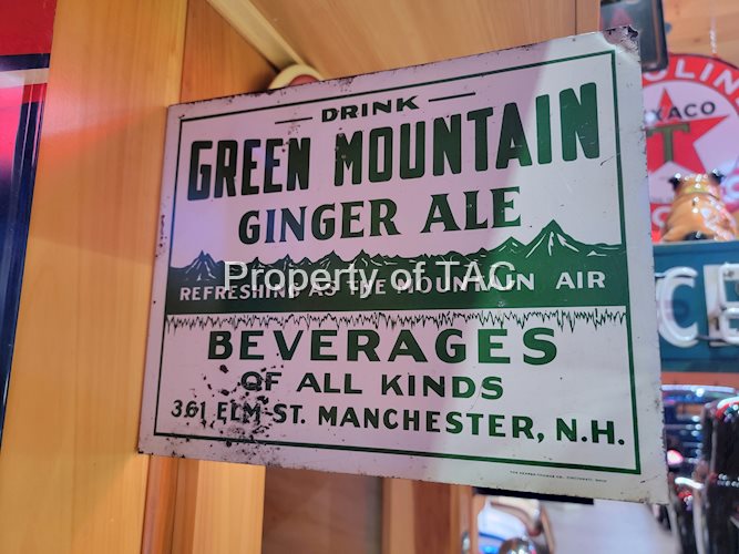 Drink Green Mountain Ginger Ale Metal Flange Sign
