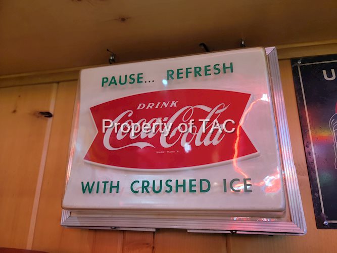 Coca-Cola w/Fishtail Logo Plastic Lighted Sign