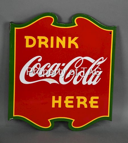 Drink Coca-Cola Here Porcelain Flange Sign (TAC)