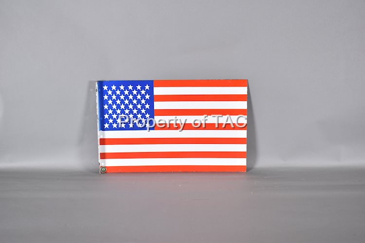 48 Star American Flag Porcelain Flange Sign