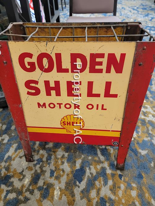 Golden Shell Motor Oil Metal Oil Bottle Rack Signs