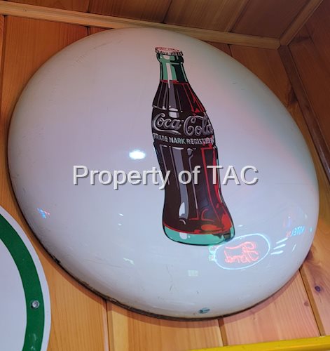 (Coca-Cola) Metal Button Sign w/Bottle
