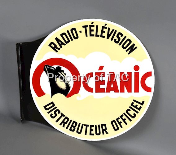 Oceanic Radio-Telvision w/Logo Porcelain Flange Sign