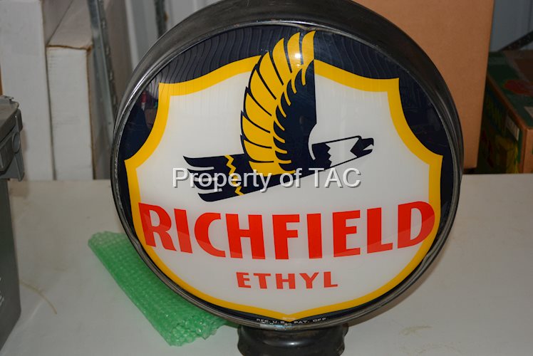 Richfield Ethyl w/Art Deco Logo 15"D. Single Globe Lens