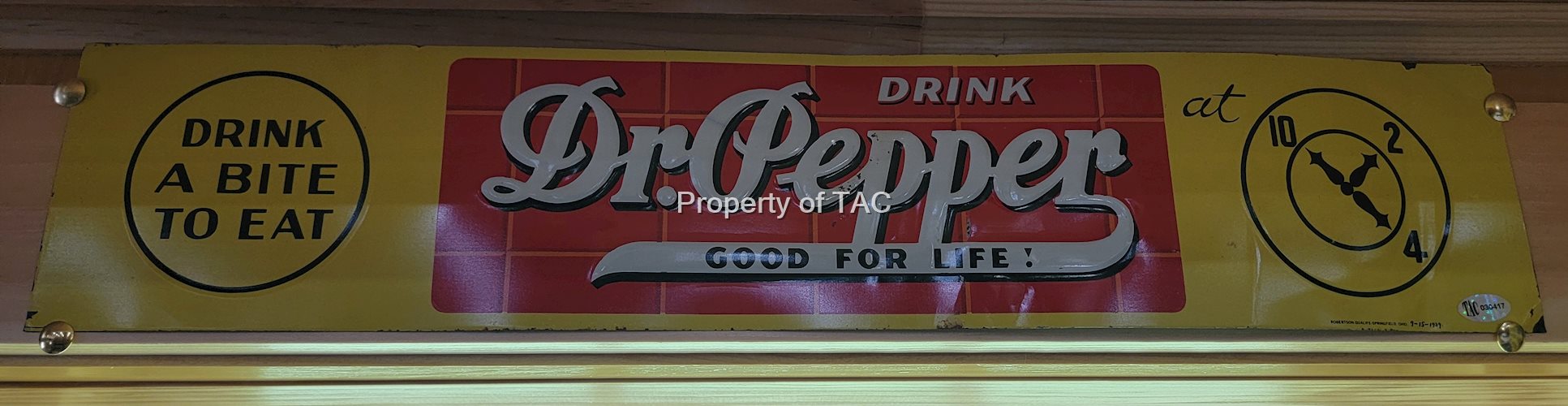 Dr. Pepper 10-2-4 Drink a Bite to Eat Metal Sign