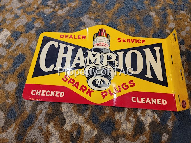 Champion Spark Plugs Dealer Service Metal Flange Sign