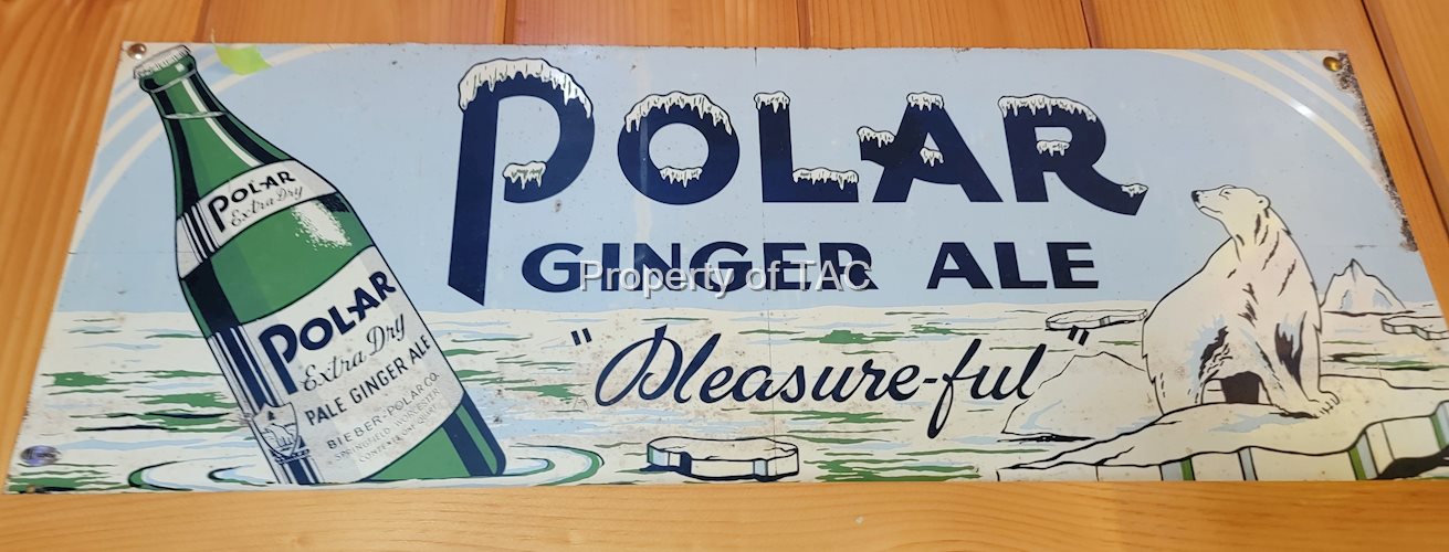 Polar Ginger Ale w/Bear & Bottle Metal Sign