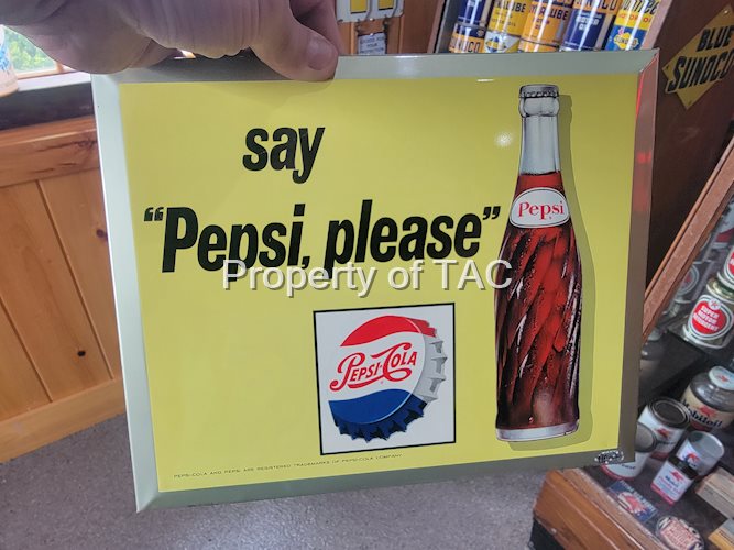 Say "Pepsi, please" w/Bottle Metal Sign