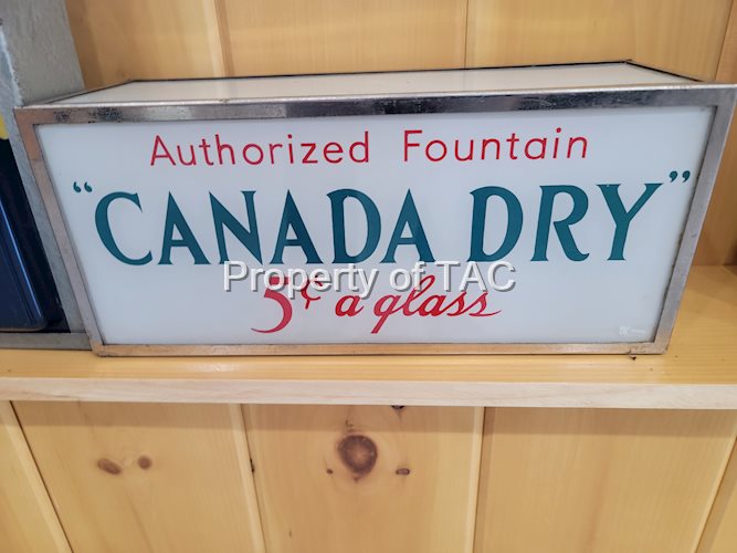 Authorized Fountain "Canadian Dry" 5¢ a Glass Lighted sign