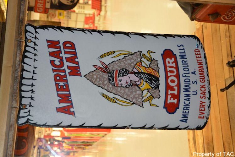 American Maid Flour w/Indian logo sign