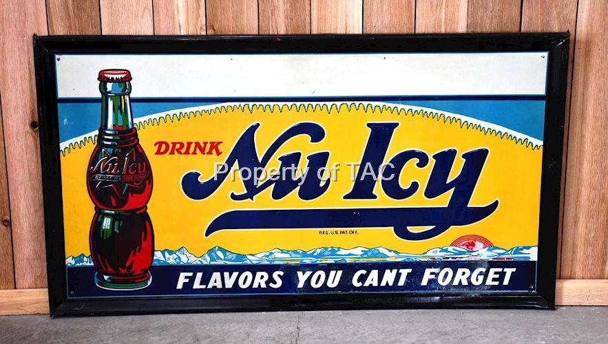 Drink Nu Icy "Flavors You Cant Forget" w/Bottle & Sunset Metal Sign