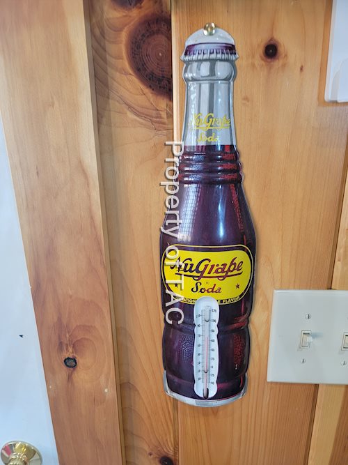 NuGrape Soda Metal Bottle-Shaped Thermometer