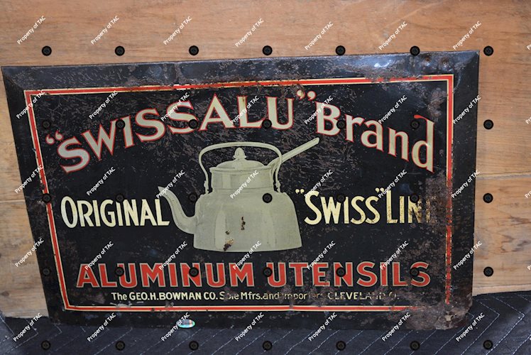 Swissalu" Brand Aluminum Utensils Metal Sign"