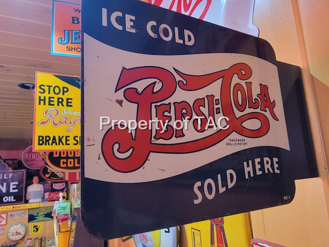 Pepsi:Cola Ice Cold Sold Here Metal Flange Sign