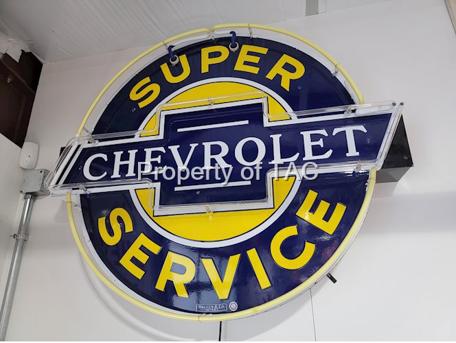 Super Chevrolet Service Porcelain Neon Sign (black tips)