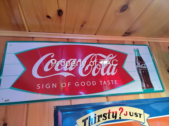 Coca-Cola "Sign of good Taste" w/Bottle Metal Sign