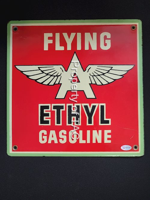 Flying A Ethyl Gasoline w/Logo Porcelain Pump Sign