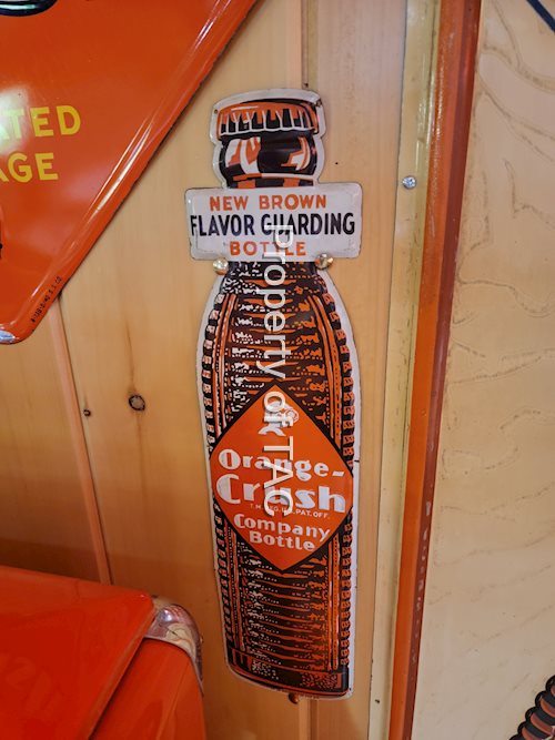Orange-Crush "New Brown Flavor Guarding Bottle" Metal Sign