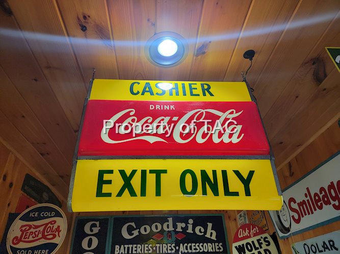 Drink Coca-Cola Cashier Exit Only Plastic Lighted Sign