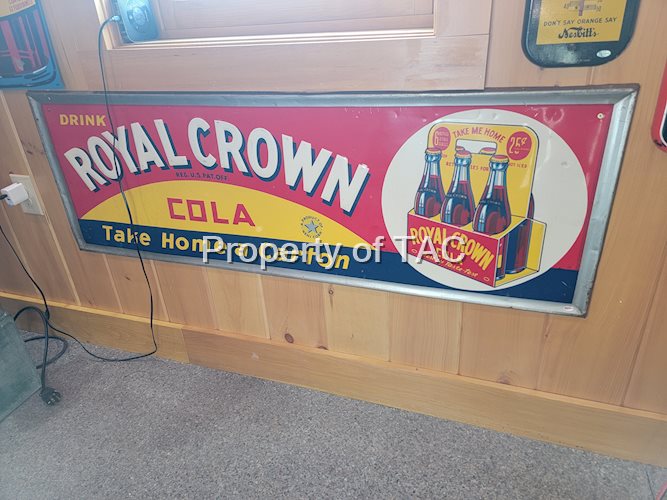 Drink Royal Crown Cola w/Six Pack Metal Sign