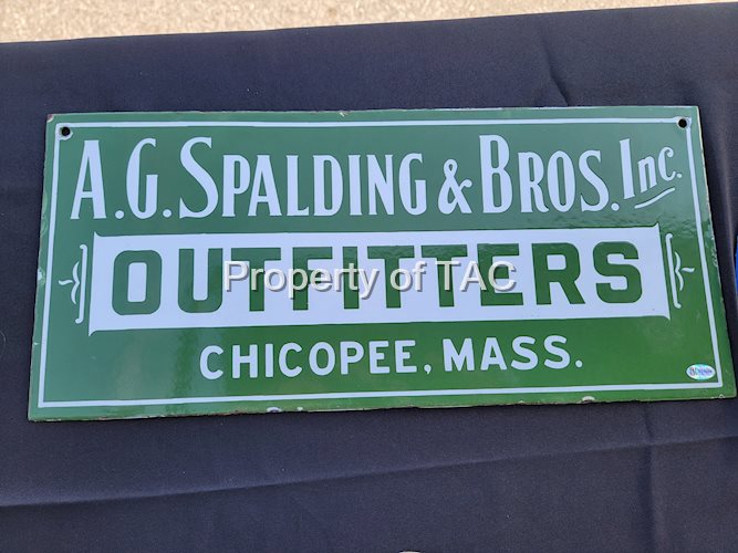 A.G. Spalding & Bros. Inc Outfitters, Chicopee, Mass. Porcelain Sign