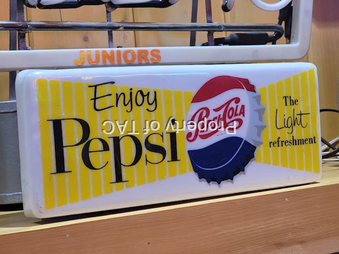 Enjoy Pepsi w/Bottle Cap Logo Plastic Lighted Sign