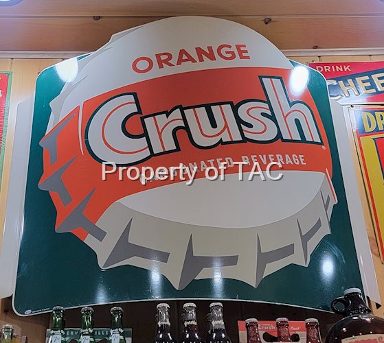 Orange Crush w/Bottle Cap Logo Metal Sign