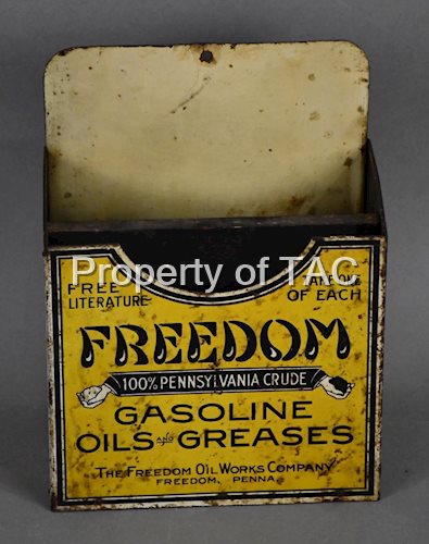 Rare Freedom Gasoline Oils & Grease Metal Literature Display