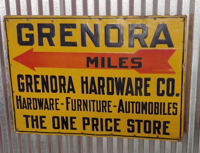 Grenora Hardware Co. The One Price Store" Metal Sign"