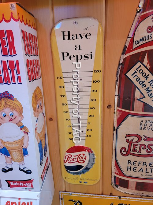 Have a Pepsi w/Bottle Cap Logo Metal Thermometer